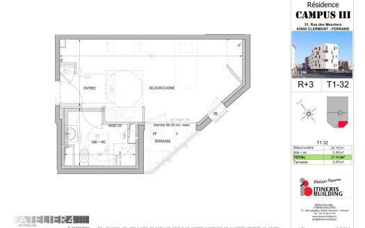 Studio 32 résidence Campus III
